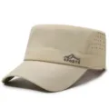 Herren schnelltrocknende Flachkappe Outdoor Freizeit Sonnenschutzkappe Sommer Hut khaki - Verstellbar / Schneeberg-Logo / Khaki