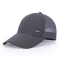 Dark gray mesh baseball cap for men, breathable summer sun hat with metal sport logo detail - Adjustable / Gray