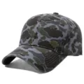 Outdoor camouflage baseball cap with metal badge detail, vintage washed soft top cap for men and women. - Adjustable / Navy Blue
