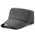Herren schnelltrocknende Flache Kappe atmungsaktive Sommer Outdoor Sport Sonnenhut dunkelgrau - Verstellbar / Schneeberg-Logo / Dunkelgrau