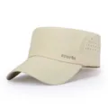 Beige Herren schnelltrocknende Flach-Sonnenschutzmütze mit atmungsaktiven Seitenlöchern. - Verstellbar / Sport-Label / Khaki