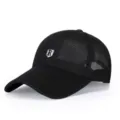 Summer black mesh baseball cap breathable outdoor sun hat quick dry running fishing sports cap - Adjustable / Black