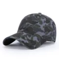 Vintage camouflage baseball cap for men and women, classic retro outdoor sun hat. - Adjustable / Navy Blue