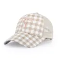 Women casual mesh bow baseball cap gingham sun hat summer breathable outdoor trucker hat - Adjustable / Khaki