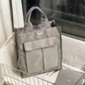 Γκρι τσάντα tote από καμβά με πολλές τσέπες μεγάλη χωρητικότητα casual τσάντα για γραφείο. - Γκρι