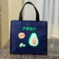Süße Cartoon Avocado Druck isolierte Lunchtasche wasserdichte tragbare Bento Box für Schule Arbeit - Navyblau Avocado