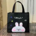 Schwarze wasserdichte isolierte Mittagessen Tasche süße Cartoon Kaninchen Bento Tasche. - Schwarz Süßer Hase
