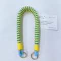 Handmade braided bag strap blue yellow shoulder lanyard with gold rings for replacement - Approx. 55cm / Light Blue + Yellow