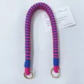 Handmade Woven Bag Strap Blue Pink Handbag Replacement Strap Camera Lanyard with Metal Rings - Approx. 55cm / Rose Red + Blue