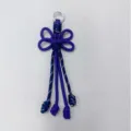 Handmade woven rope keychain short bag charm purple blue color block DIY accessories gift - Purple
