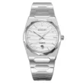 SKMEI men quartz watch stainless steel strap silver waterproof calendar luxury wristwatch - Silver Case Silver Dial