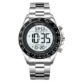 SKMEI stainless steel digital quartz sports watch for men waterproof multifunctional - Silver