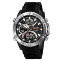 SKMEI Men Sports Watch Silicone Strap Dual Display Waterproof Electronic Watch Main View - Black Silver