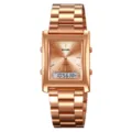 Skmei square business men watch vintage minimalist waterproof dual display digital wristwatch - Rose Gold