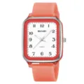 SKMEI simple square quartz watch for students, elegant pointer wristwatch with comfortable strap. - Transparent Red