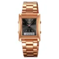 SKMEI Luxury Square Business Quartz Watch Men Rose Gold Stainless Steel Waterproof Digital Watch - Rose Gold Case Black Dial