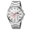 Men's Stainless Steel Quartz Watch Business Chronograph Silver Metal Wristwatch waterproof - Silver Case Silver Dial