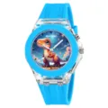 Children silicone quartz watch with cute cartoon dinosaur dial and clear case for kids. - Orange Dinosaur