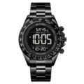 Reloj de hombre negro correa acero multifunción digital deportivo impermeable pulsera - Negro Esfera Negra