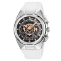 SKMEI men's quartz watch white silicone strap chronograph skeleton dial fashion sports wristwatch - Silver Case White Strap