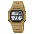 Waterproof digital sports watch with dual time and countdown for outdoor men daily use. - Apricot