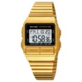 Gold retro digital watch for men, waterproof square electronic wristwatch with countdown. - Gold (Steel Band)