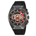 SKMEI men's quartz watch multifunctional chronograph hollow dial luminous waterproof sports wristwatch - Black Case Black-Red Face