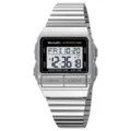SKMEI retro square digital watch silver metal strap waterproof mens sports watch model - Silver (Steel Band)