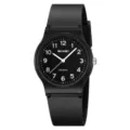 SKMEI minimalist black quartz watch for men and women, 50m waterproof student exam watch. - Black Dial Black Strap