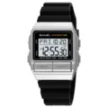 SKMEI retro digital watch men waterproof square sports electronic wristwatch with dual time - Silver (Silicone Strap)