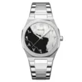 Men minimalist quartz watch with stainless steel strap and unique Arabic numerals dial. - Silver Case & Black-White Dial