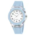 SKMEI kids quartz watch with light blue silicone strap transparent case and numbers. - Light Blue