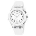 SKMEI Kids White Silicone Strap Quartz Watch Transparent Case Analog Student Wristwatch - White