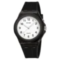 Kids quartz wristwatch featuring a black silicone strap and clear white dial for daily wear - Black - Digital Scale