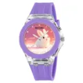 Children purple silicone quartz watch featuring cute rabbit dial and transparent case. - Rabbit