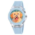 SKMEI children quartz watch cute golden retriever dial light blue silicone strap for kids - Dog