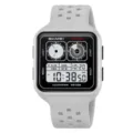 SKMEI electronic watch for men women sports outdoor waterproof silicone strap square dial white - Gray