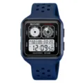 SKMEI blue silicone strap digital sports watch, square dial 50m waterproof outdoor daily wear - Blue
