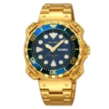 Men gold quartz watch with blue dial stainless steel strap waterproof wristwatch for men - Gold Case Blue Dial