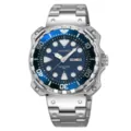 SKMEI Men Stainless Steel Quartz Watch Business Casual Waterproof Luminous Wristwatch - Silver Case Blue Dial