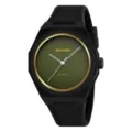SKMEI minimalist quartz watch for men, stylish black silicone strap with green dial. - Army Green - Line Scale