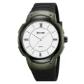 Men's Large Dial Quartz Watch Waterproof Fashion Sport Wristwatch with Green Bezel - Army Green White Dial - Roman Numerals