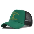 Green mesh baseball hat with Yellowstone Dutton Ranch printed logo for daily sun protection - Adjustable / Green