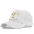 White mesh baseball cap Yellowstone Dutton Ranch embroidered logo casual breathable sun hat. - Adjustable / White