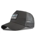 Dunkelgraue Trucker Cap mit Haifisch Aufnäher, atmungsaktive Mesh Kappe für Angeln und Alltag. - CM715-5 Dunkelgrau / Verstellbar