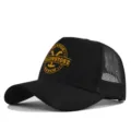 Gorra de béisbol de malla negra para hombre y mujer, sombrero trucker transpirable con estampado. - Ajustable / Negro