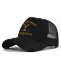 Black Yellowstone Dutton Ranch trucker hat, breathable mesh snapback cap variant. - Adjustable / Black