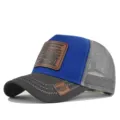 Zomer mesh honkbalpet met lederen patch, ademende truckerpet voor buiten zonbescherming. - Donkergrijs Blauwgrijs Gaas