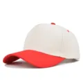 Gorra de béisbol de 5 paneles bicolor con visera curvada, diseño elegante para el uso diario. - Ajustable / Rojo