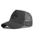 Gorra de béisbol de malla gris oscura Yellowstone Ranch, sombrero trucker transpirable unisex - Ajustable / CP720-5 Gris oscuro